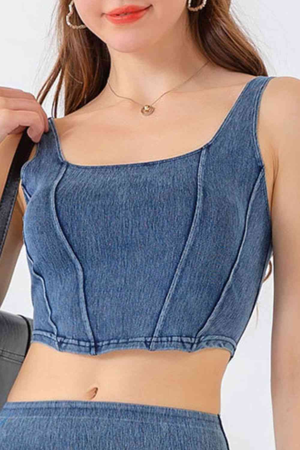 Kenna Seam Detail Cropped Denim Tank | 4 Colors