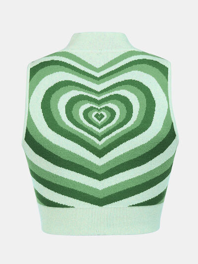 Lucky Heart Graphic Mock Neck Sweater Vest | 3 Colors | Poundton