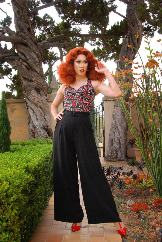 Trixie Top in Black Bandana | Laura Byrnes - pinupgirlclothing.com