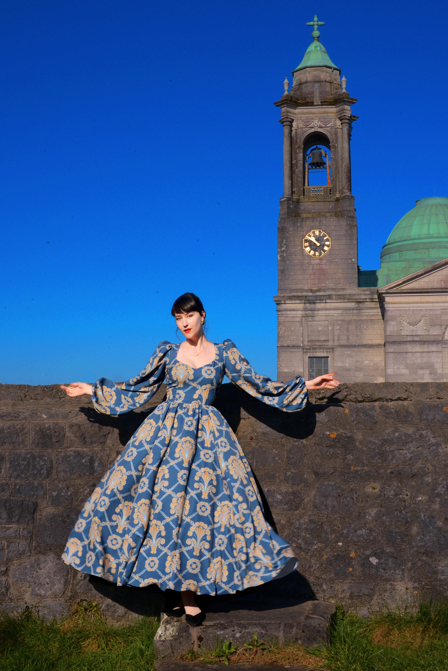 Final Sale - Lucrezia Maxi Gown in Take Me to Galway Crepe | Laura Byrnes & Hope Johnstun