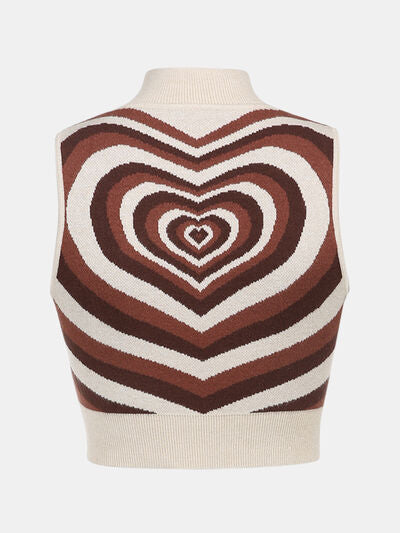 Lucky Heart Graphic Mock Neck Sweater Vest | 3 Colors | Poundton