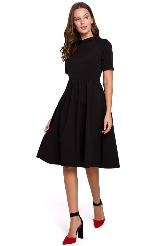 Sabrina Boat Neck Daydress in Solid Black | Makover