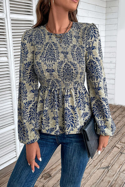 Phoebe Smocked Printed Balloon Sleeve Blouse | 3 Colors