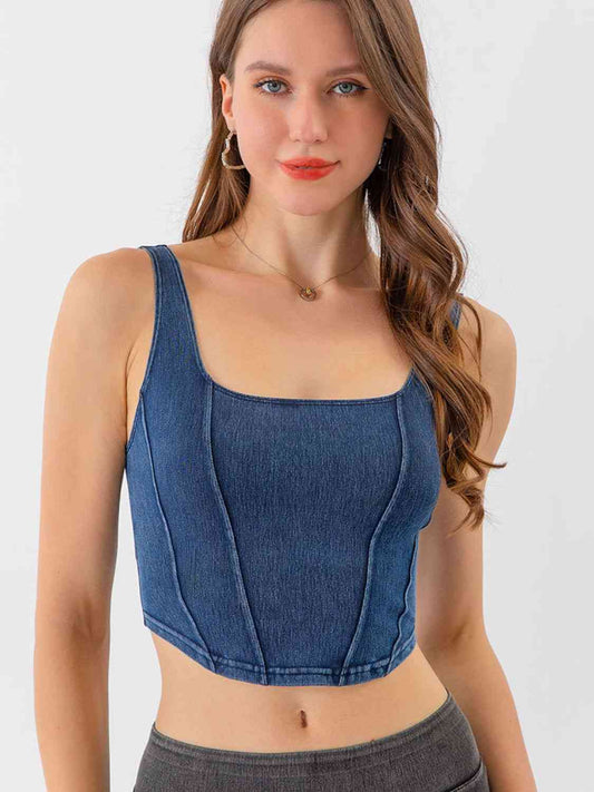 Kenna Seam Detail Cropped Denim Tank | 4 Colors