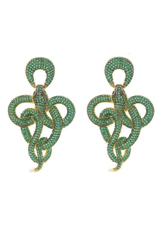 Green Viper Snake Earrings | Latelita