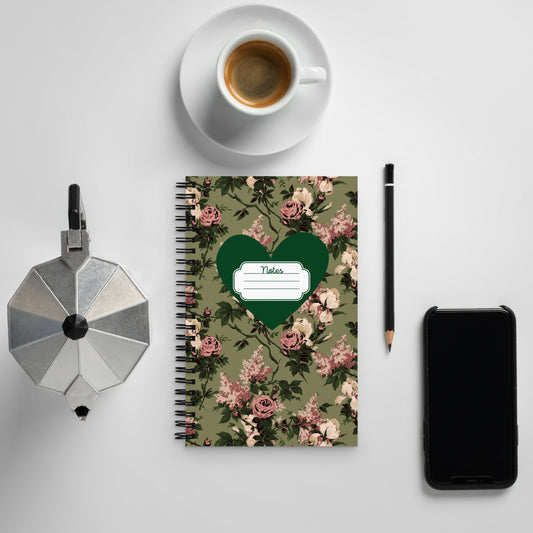 Wondering Rose Green Caledonia Bella Roses 8 x 5 Spiral Notebook | Pinup Couture