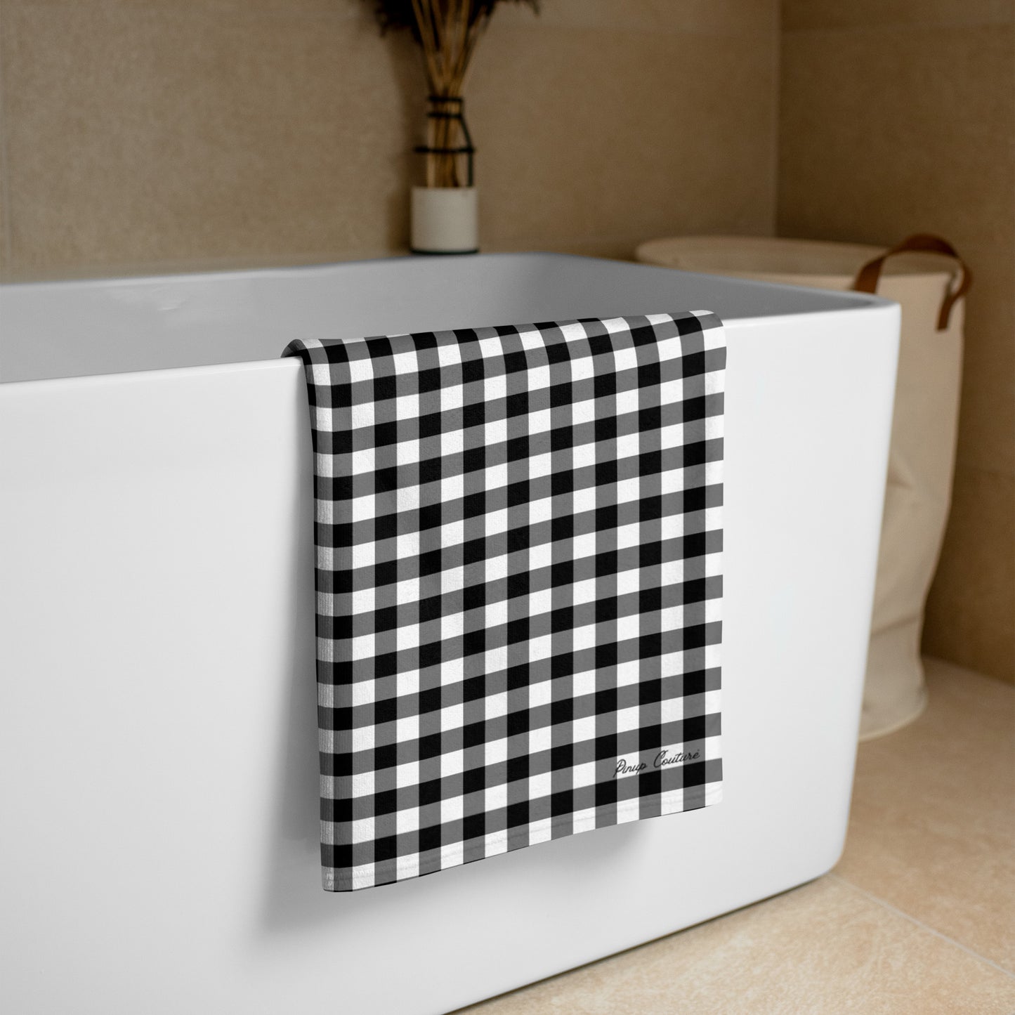 Arden Badass Black Gingham Beach & Bath Towel | Pinup Couture Home